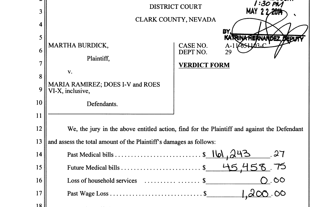 page one of Burdick verdict case file. 