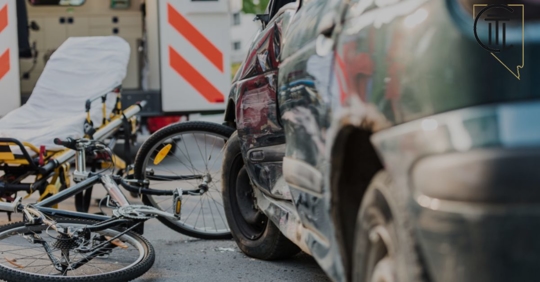 Auto collision with bicycle scene