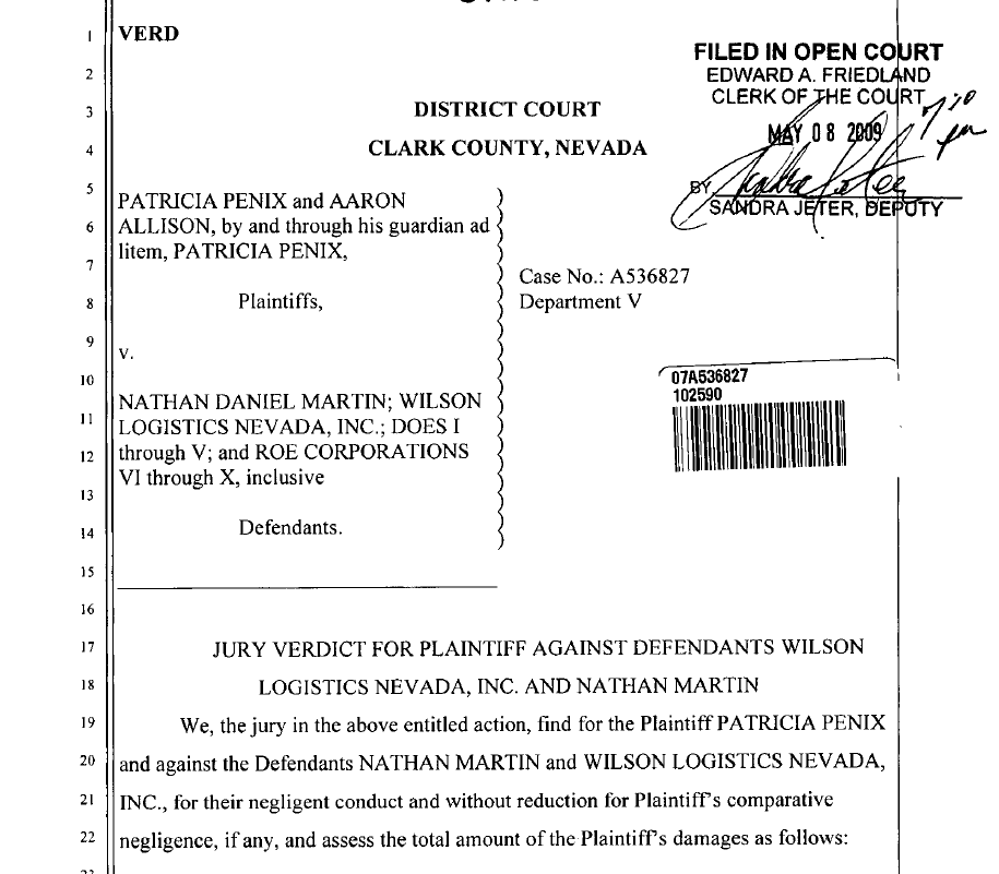 Page one for Penix case file. 